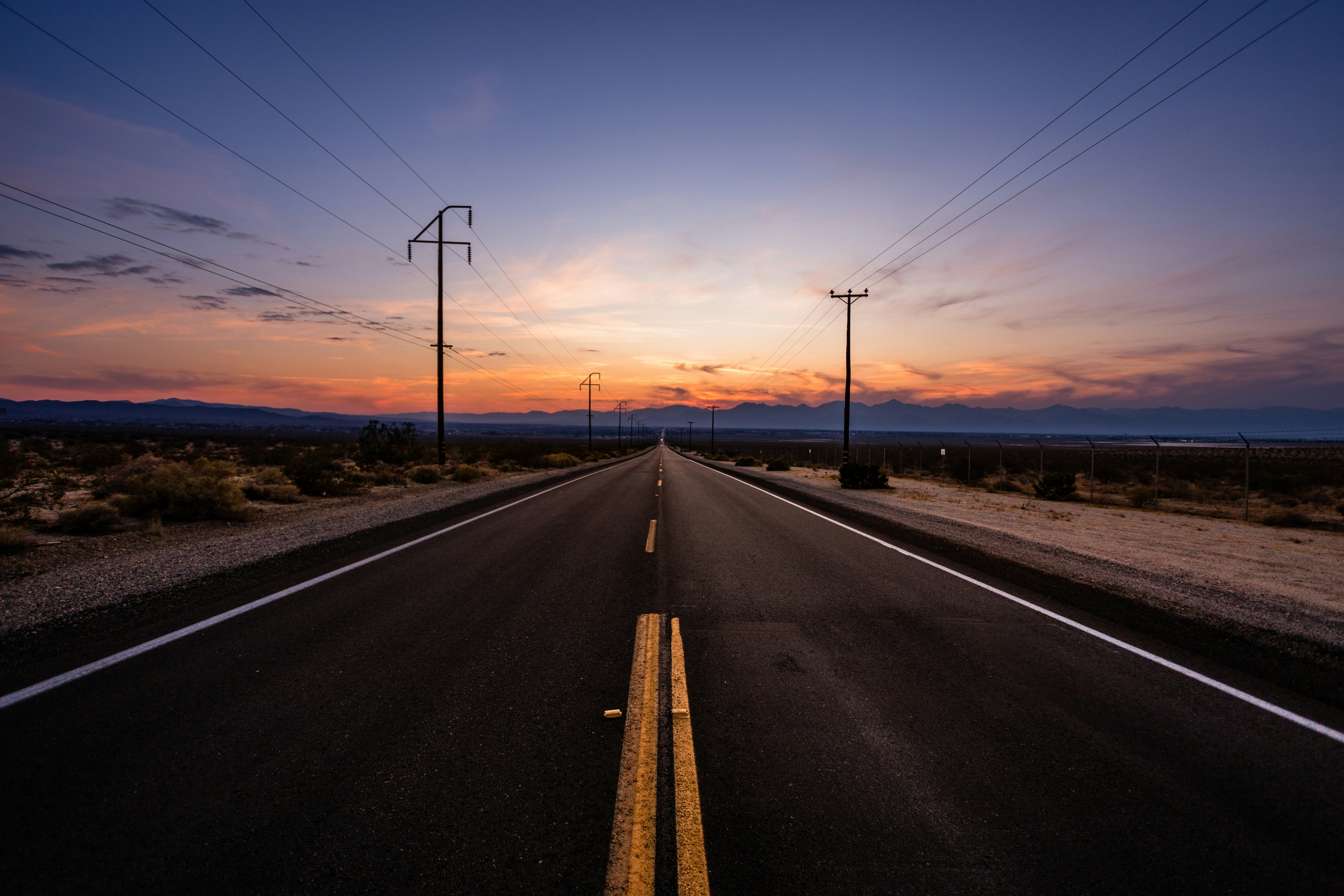 empty road during golden hour